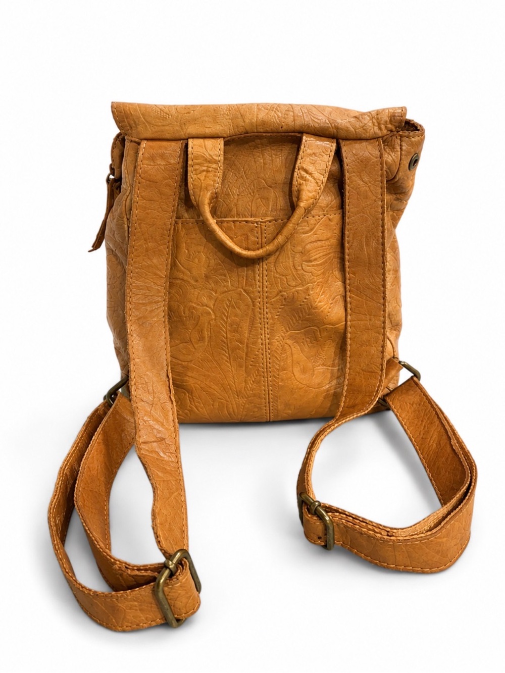 American leather company embossed tan small backpack